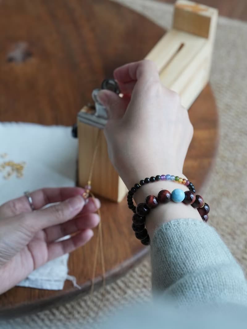 原創手工星霽天然黑曜石彩虹手串碧璽海藍寶多寶手鏈好運生日禮物