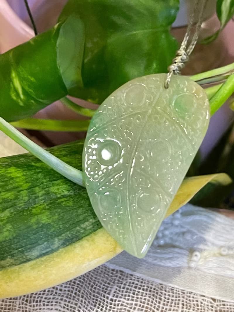 冰黃綠葉子翡翠吊墜項鍊 緬甸玉 無優化 天然A貨翡翠 飄金絲綠