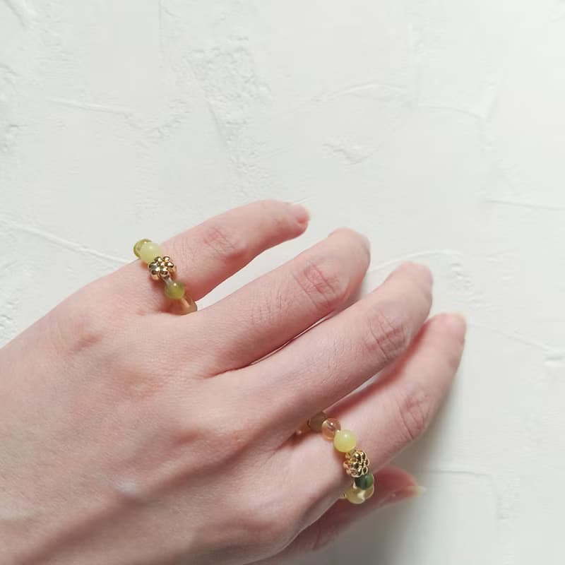 妙趣橫生天然晶石尾戒(檸檬玉.黃水晶.俄羅斯花玉)增強能量.招財