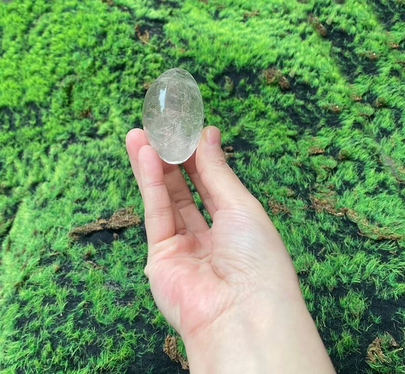 天然彩虹帶彩白水晶大愛心| 淨化負能量|快速出貨 風水擺件