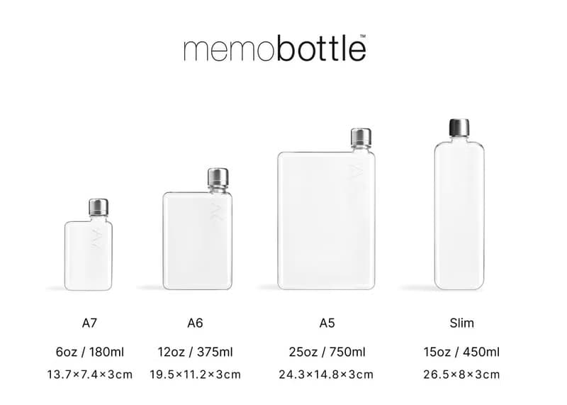 memobottle A5 750ml 筆記本薄型水壺