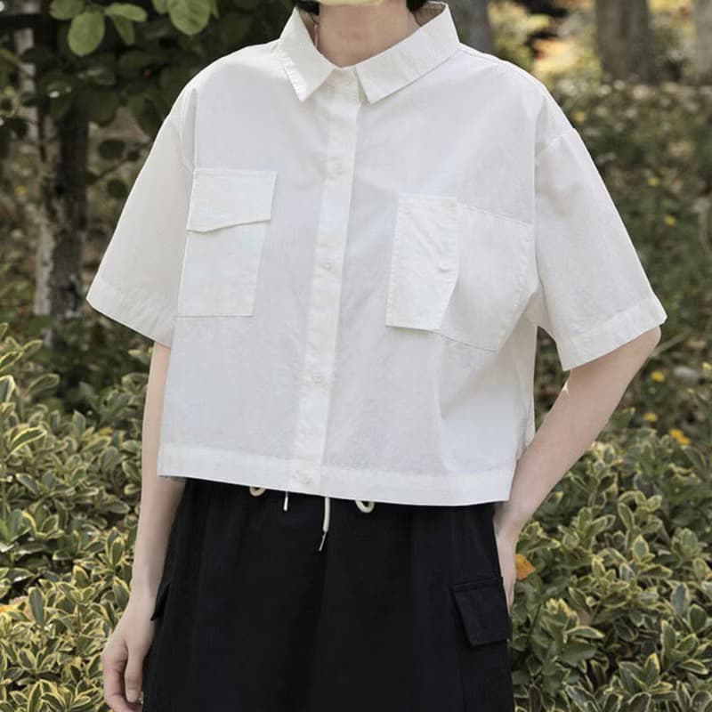 Oversized cotton shirt, dropped shoulders, handmade, reversible pocket,summer