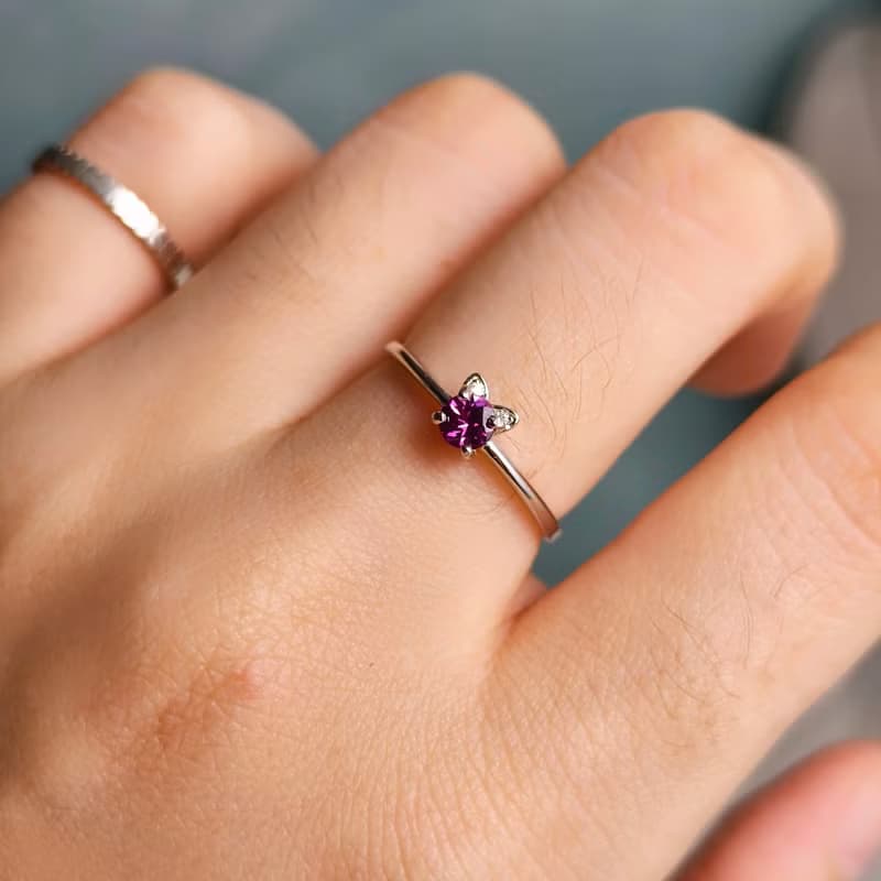 天然玫瑰石榴石 貓咪耳環 貓咪項鍊 貓咪戒指 925銀【聖誕飾品】