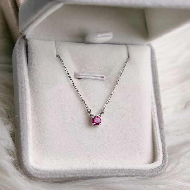 天然玫瑰石榴石 貓咪耳環 貓咪項鍊 貓咪戒指 925銀【聖誕飾品】