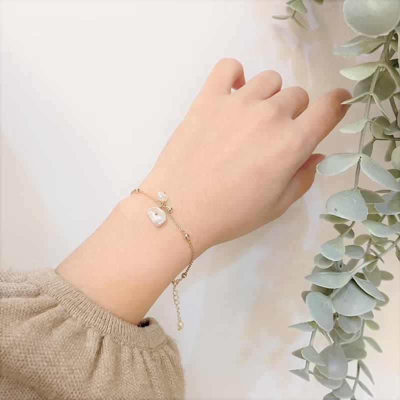 │輕奢│珍珠花瓣露露 • 手鍊 • 14K注金 • 14kgf