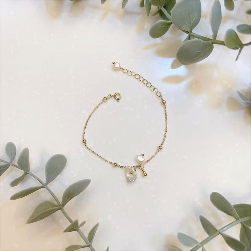 │輕奢│珍珠花瓣露露 • 手鍊 • 14K注金 • 14kgf