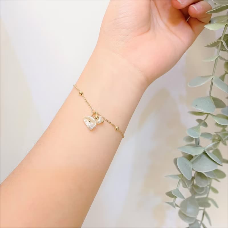 │輕奢│珍珠花瓣露露 • 手鍊 • 14K注金 • 14kgf