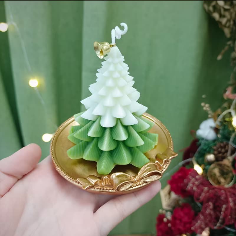 聖誕樹蠟燭×永生聖誕樹LED玻璃罩 交換禮物盒/聖誕紅/附燭台、燈