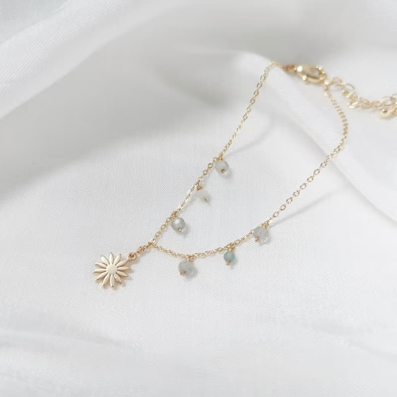 【Veverka】小雛菊 - 天然石手鍊 摩根石 磷灰石 拉長石