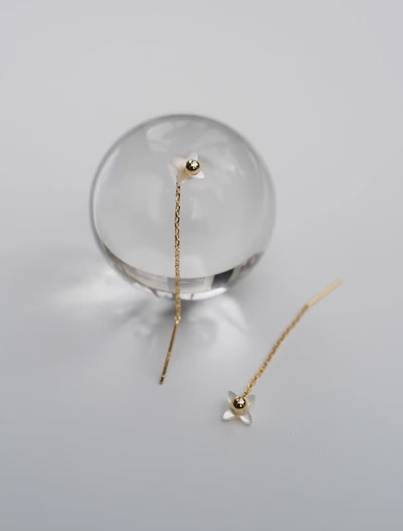 櫻墟 花花耳鏈 櫻花白碟貝星芒花耳飾 手工製