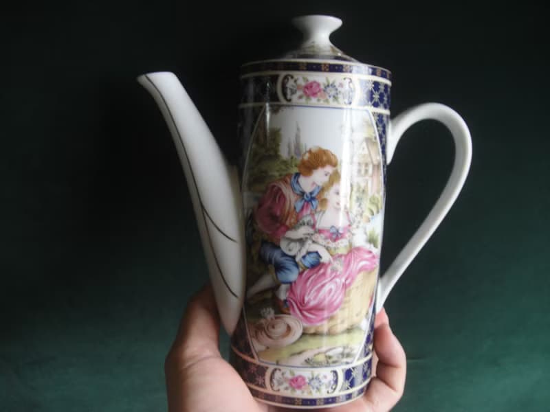 【老時光 OLD-TIME】早期二手日本精緻美圖茶具組(5杯5盤兩壺一罐