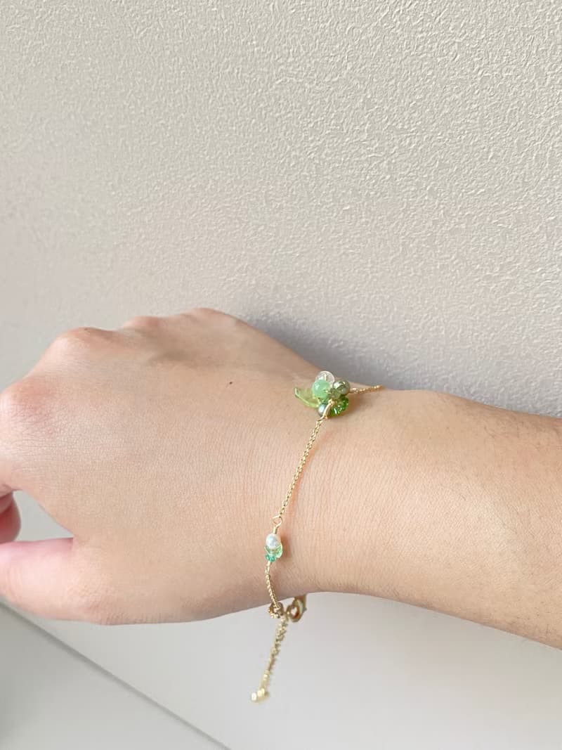 【Kimiko手作飾品】 五月誕生石系列 綠色天然石小清新造型手鍊