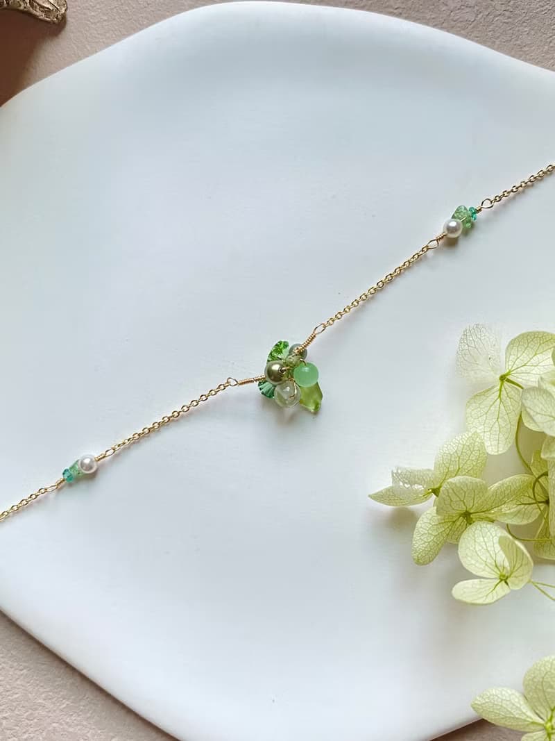 【Kimiko手作飾品】 五月誕生石系列 綠色天然石小清新造型手鍊