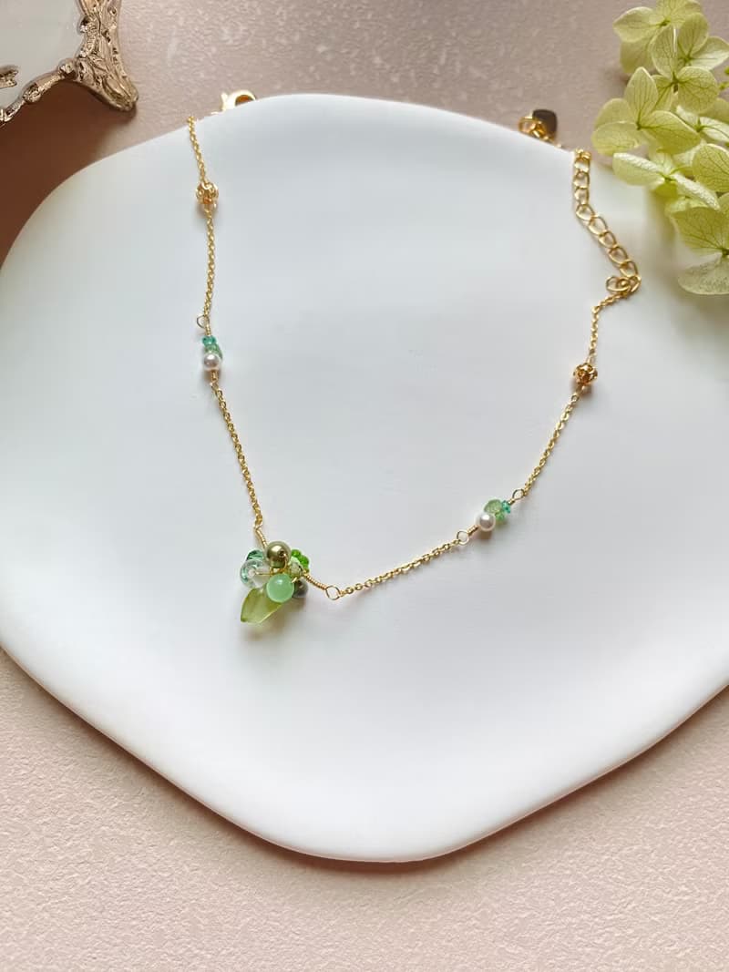 【Kimiko手作飾品】 五月誕生石系列 綠色天然石小清新造型手鍊