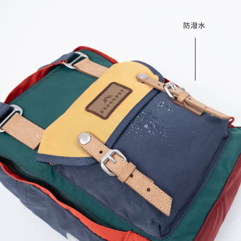 【DOUGHNUT】14吋 防潑水 後背包 馬卡龍 水壺格 多格層-湖水藍HA