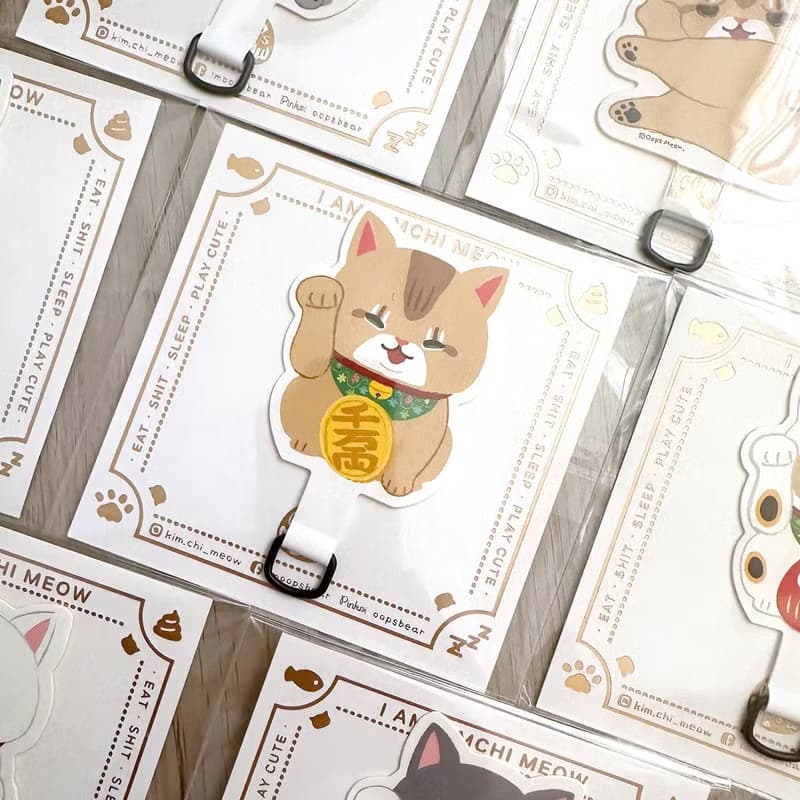 Oops Meow - Kimchi 白色招財貓手機掛片 手機夾片