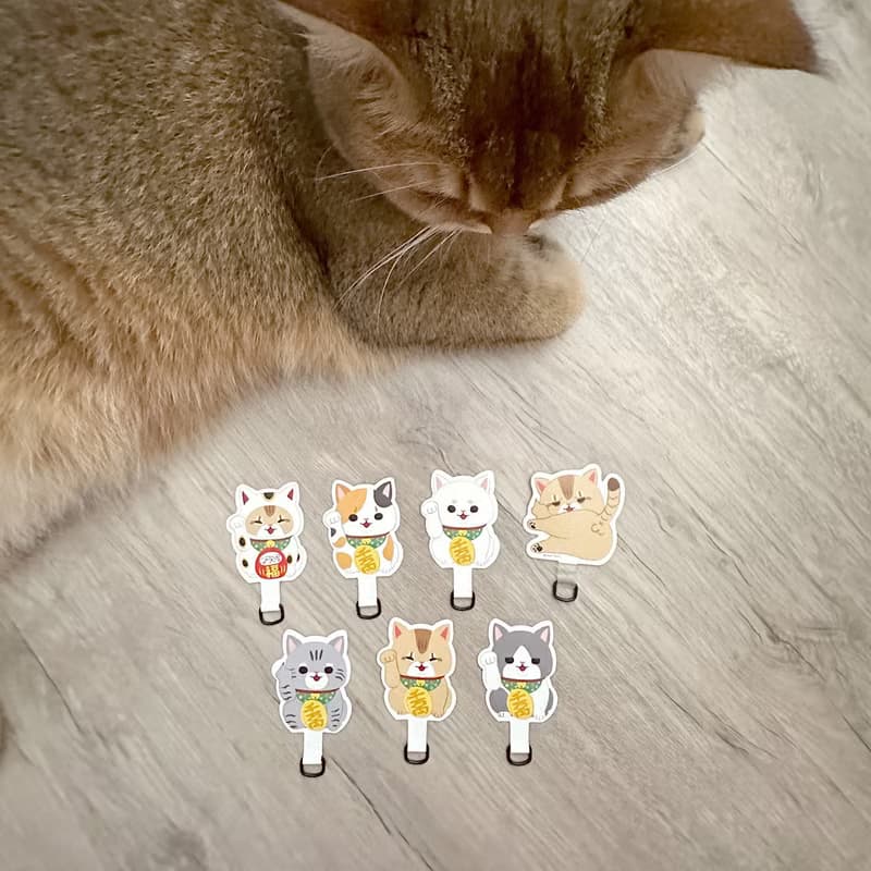 Oops Meow - Kimchi 白色招財貓手機掛片 手機夾片