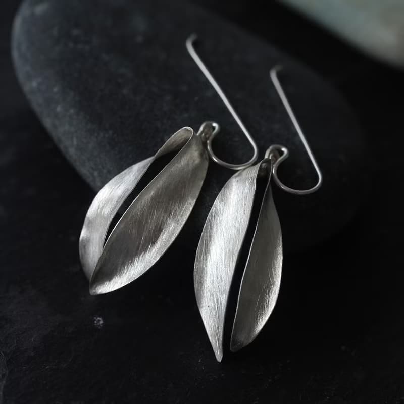 Champak flower handmade silver earrings (E0190)