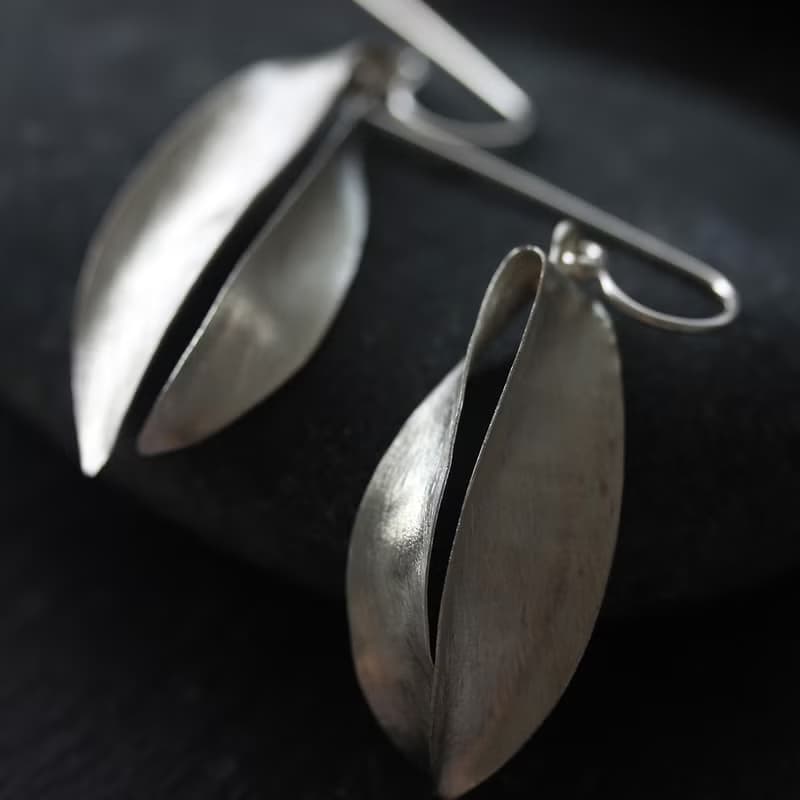 Champak flower handmade silver earrings (E0190)