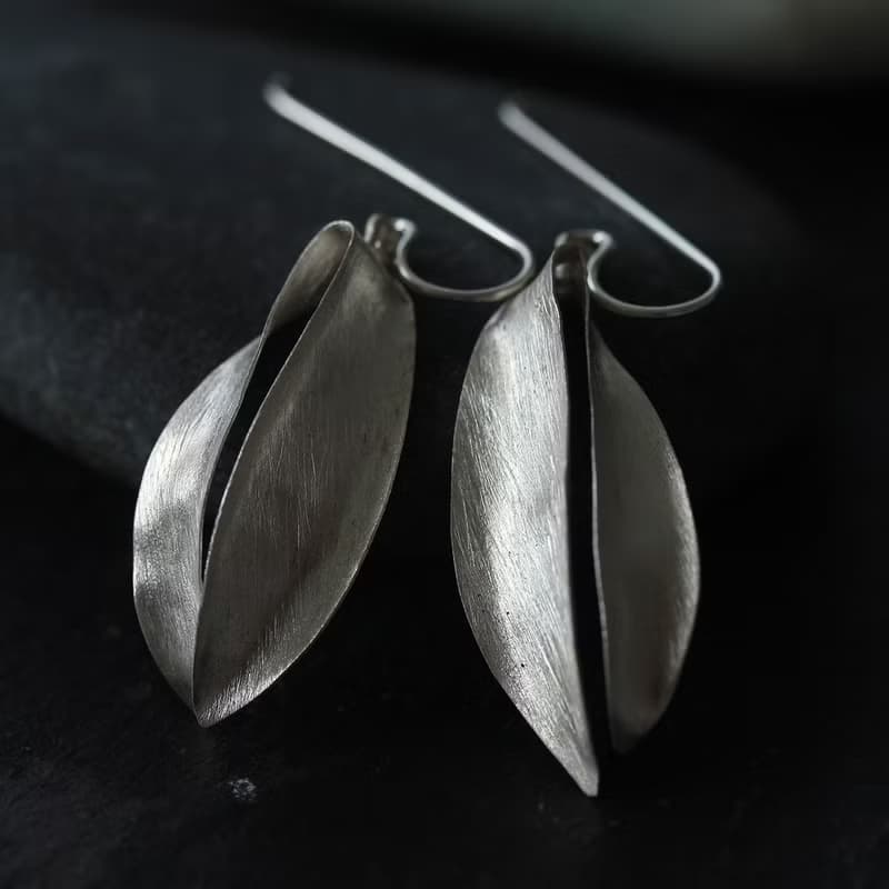 Champak flower handmade silver earrings (E0190)