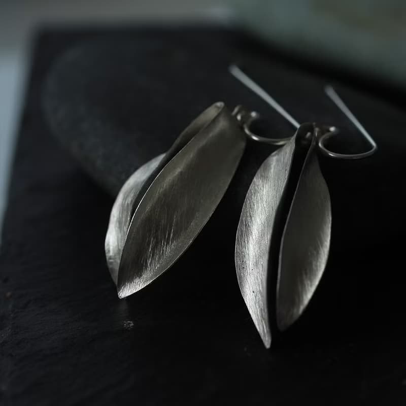 Champak flower handmade silver earrings (E0190)