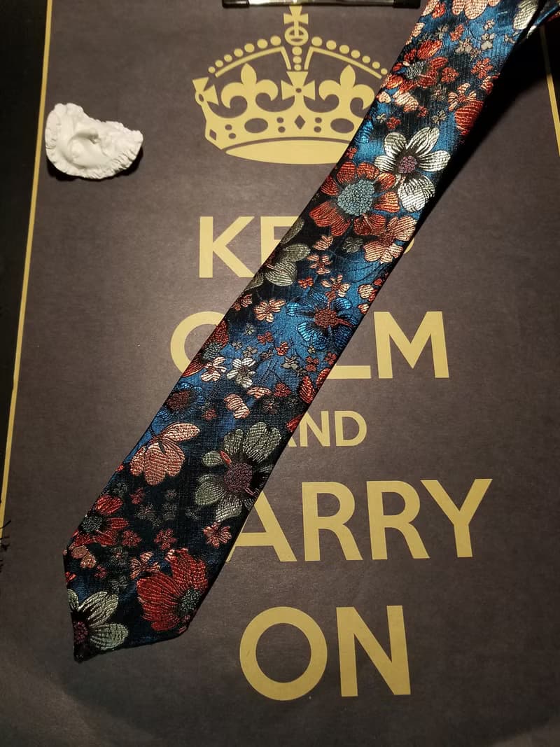 藍色真絲花卉領帶情人節禮物
