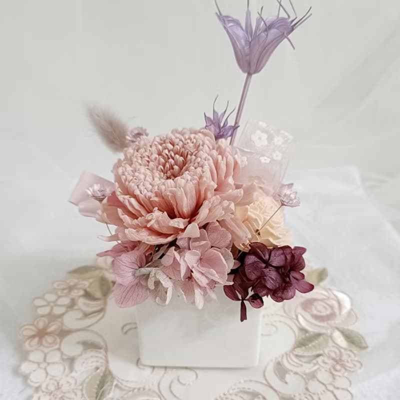 奶茶優雅紫盆花 生日開幕結婚捧花永生乾燥花畢業謝師禮物生日畢