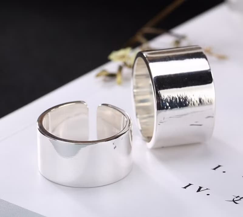 Real S 925 Sterling Silver Women Cool Wide Open Rings Plain NO Decoration