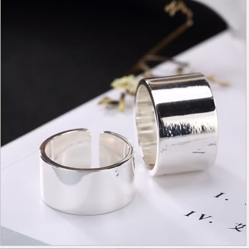 Real S 925 Sterling Silver Women Cool Wide Open Rings Plain NO Decoration