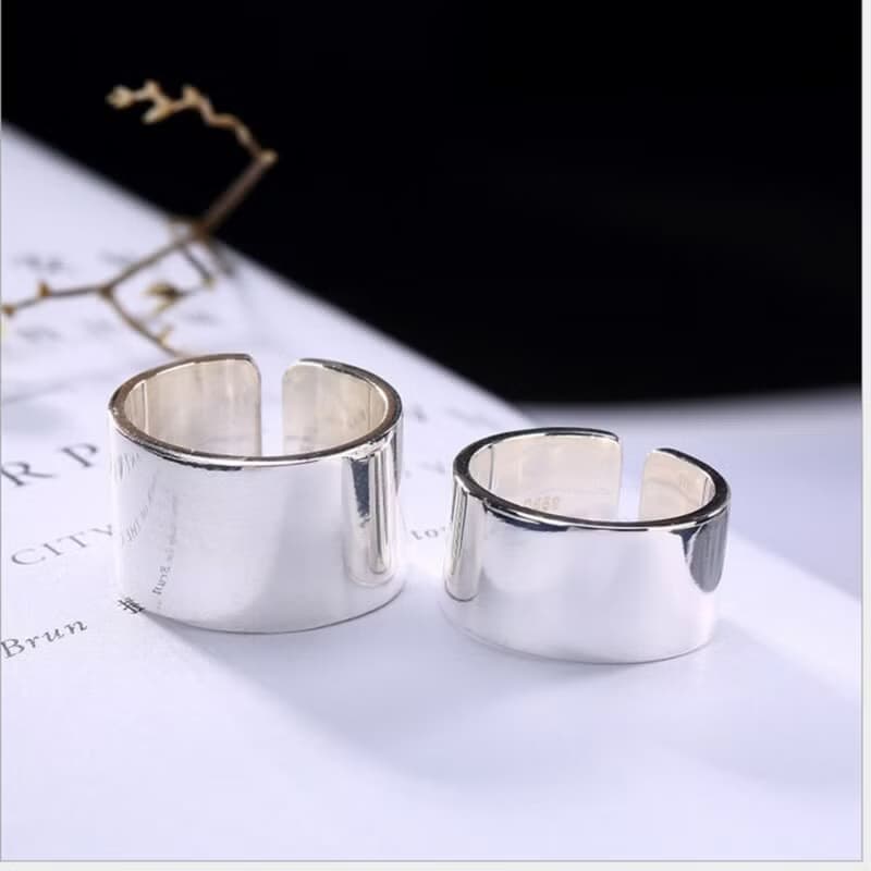 Real S 925 Sterling Silver Women Cool Wide Open Rings Plain NO Decoration
