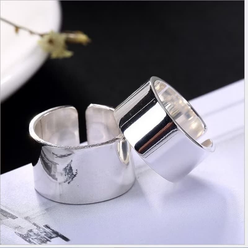 Real S 925 Sterling Silver Women Cool Wide Open Rings Plain NO Decoration