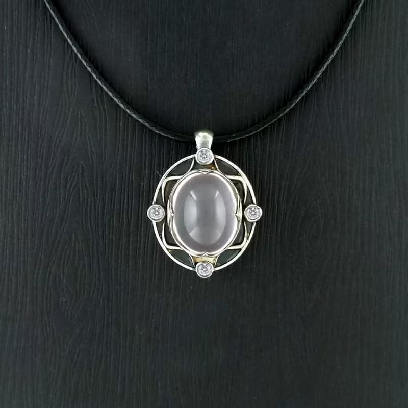 清秀佳人 | 粉晶吊墜 - 玫瑰水晶/芙蓉水晶.S925純銀