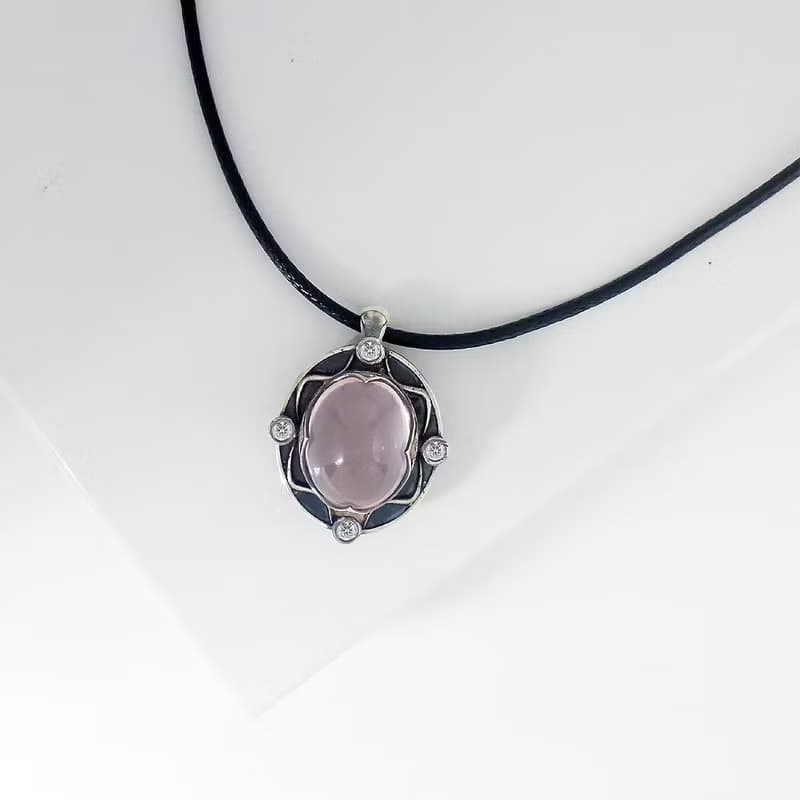清秀佳人 | 粉晶吊墜 - 玫瑰水晶/芙蓉水晶.S925純銀