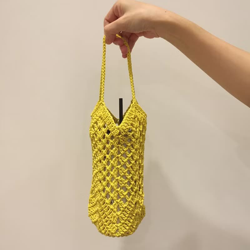 hm2。格紋編織 小物飲料提袋 春色系
