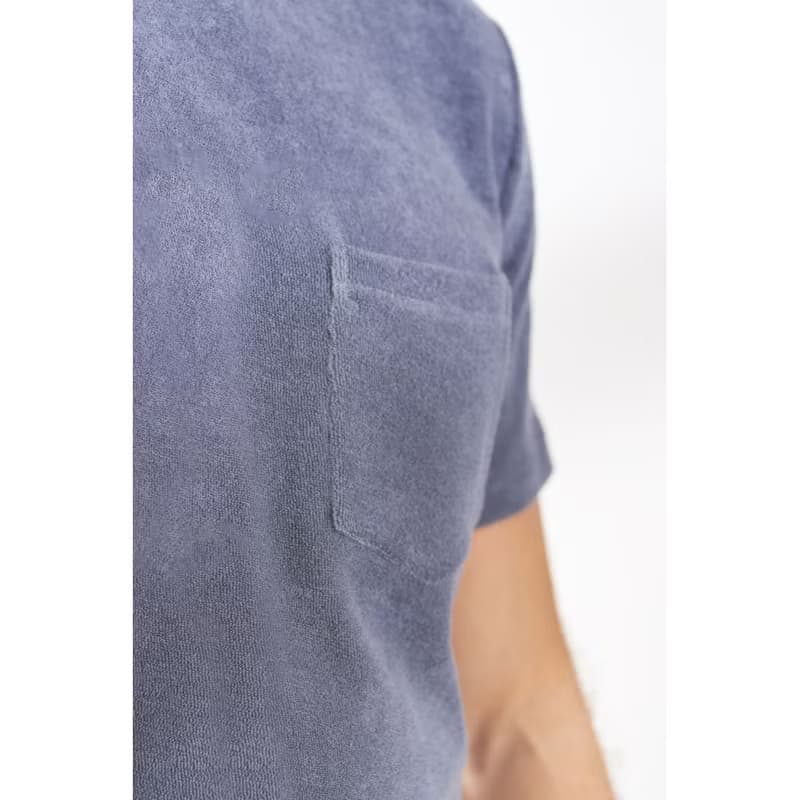 北歐極簡 - Terry T shirt 有機棉毛巾布圓領T 男 (煙灰藍)