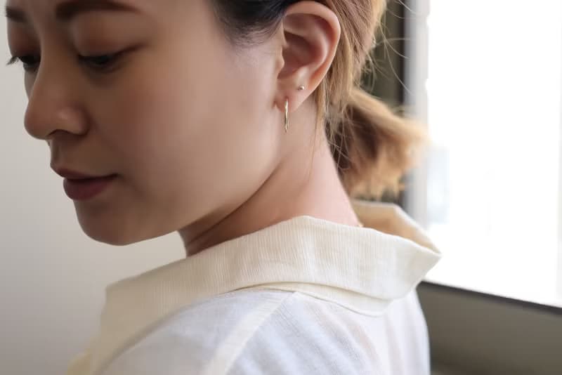 14K Tint Cycle Lock Earring (16mm 14mm) 圓耳扣耳環 (單個)