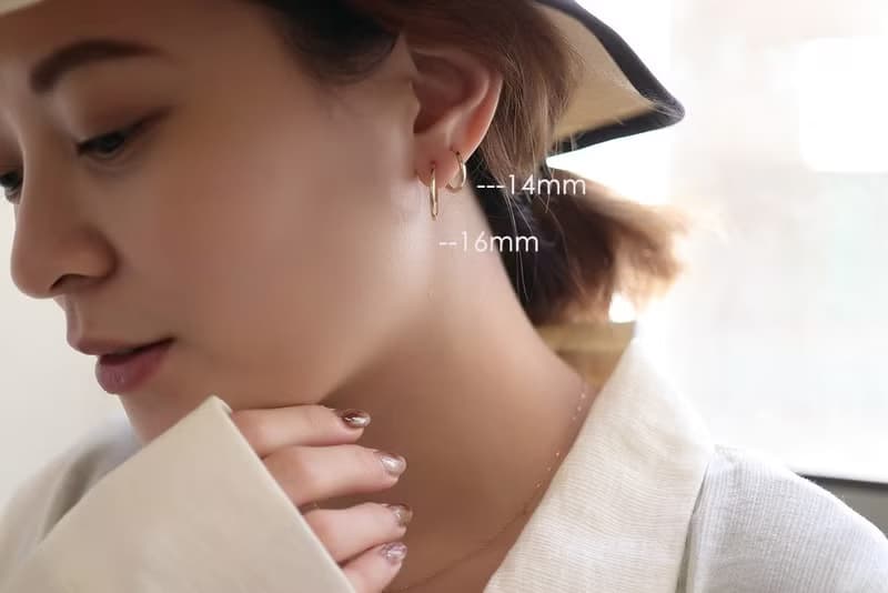 14K Tint Cycle Lock Earring (16mm 14mm) 圓耳扣耳環 (單個)