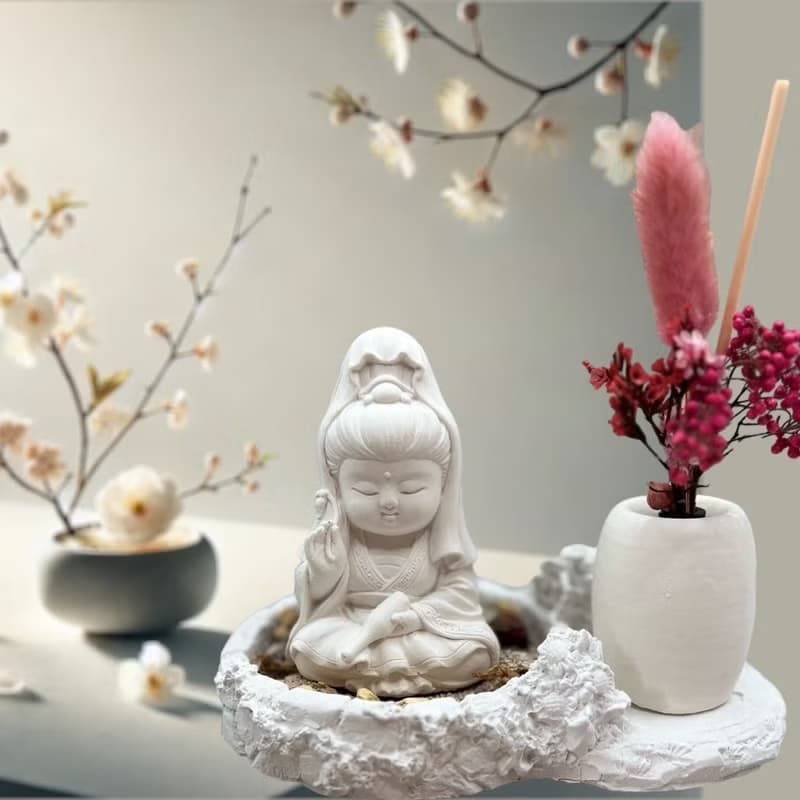 淨念吉祥公仔之寶瓶觀音 豪華田園套組 藝術香氛擴香 居家香氛