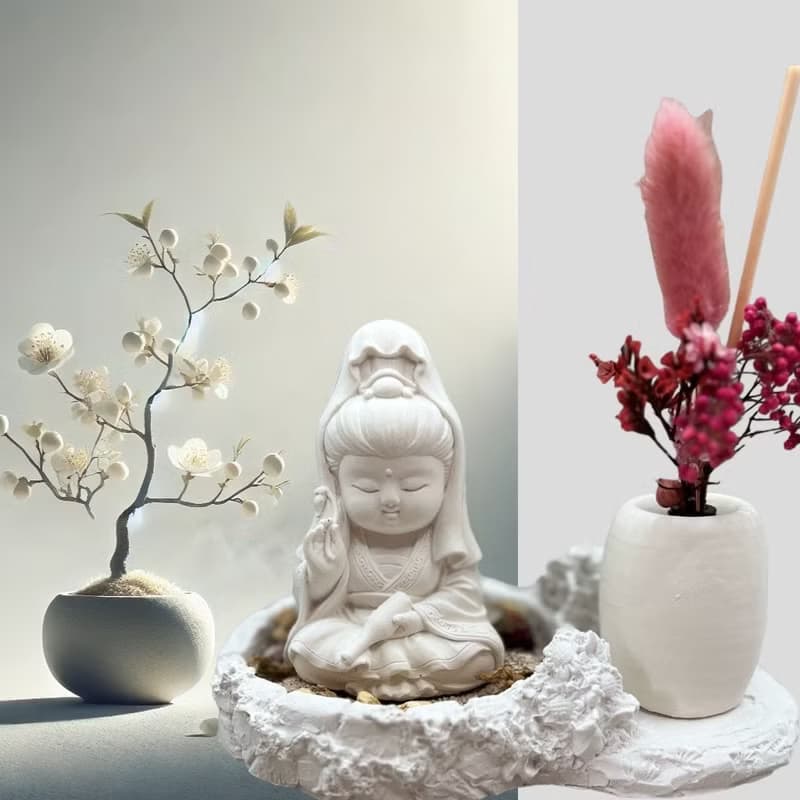 淨念吉祥公仔之寶瓶觀音 豪華田園套組 藝術香氛擴香 居家香氛