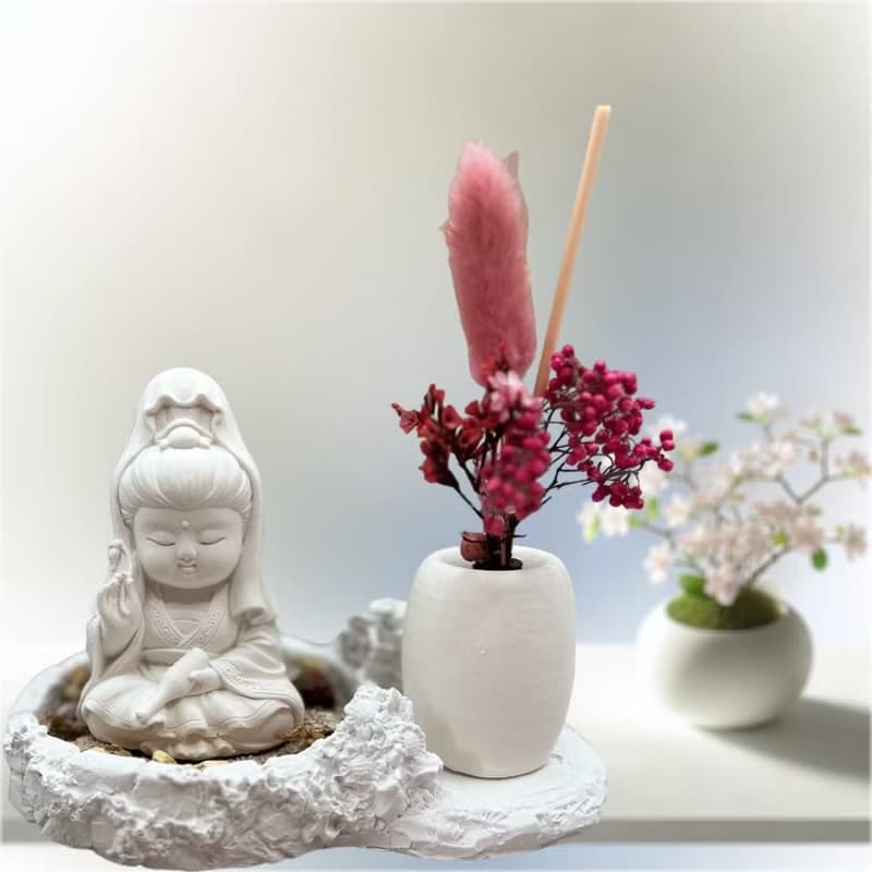 淨念吉祥公仔之寶瓶觀音 豪華田園套組 藝術香氛擴香 居家香氛