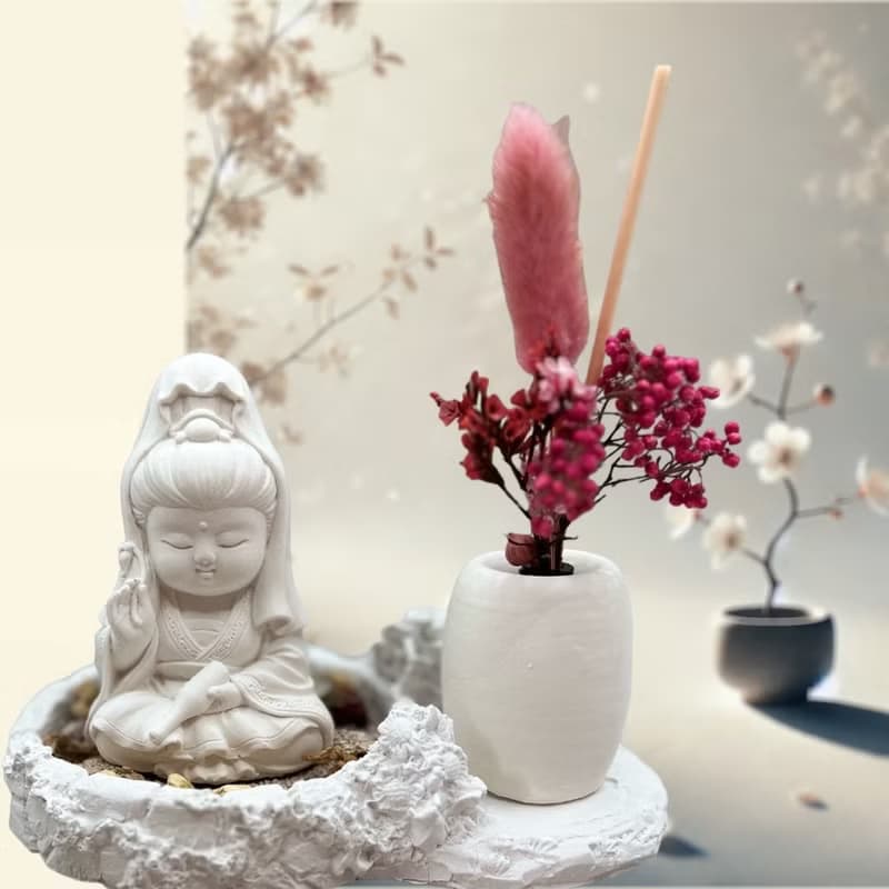 淨念吉祥公仔之寶瓶觀音 豪華田園套組 藝術香氛擴香 居家香氛