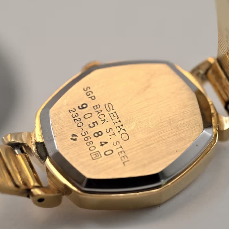 ヴィンテージ SEIKO オクタゴン 20mm ゴールド 文字盤 ステンレス レディース クォーツ 腕時計 手錶 古董錶  日本直送