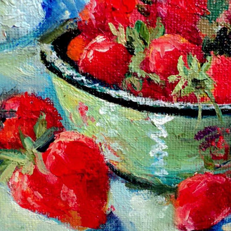 Daisy Painting Flowers Original Art Bouquet of flowers Wild flowers and berries