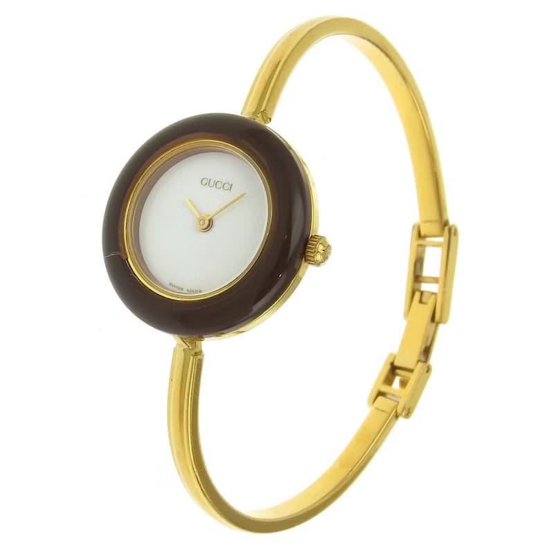 【日本直送】グッチ GUCCI チェンジベゼル 腕時計 11/12.2 金メッキ クオーツ アナログ表示 白文字盤 レディース【中古】