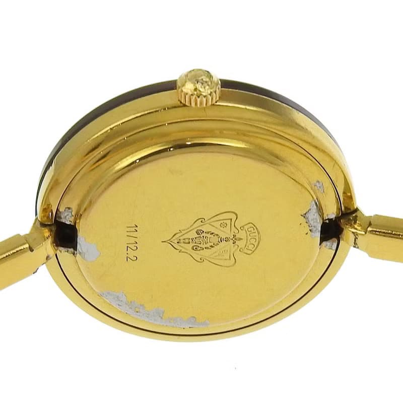 【日本直送】グッチ GUCCI チェンジベゼル 腕時計 11/12.2 金メッキ クオーツ アナログ表示 白文字盤 レディース【中古】