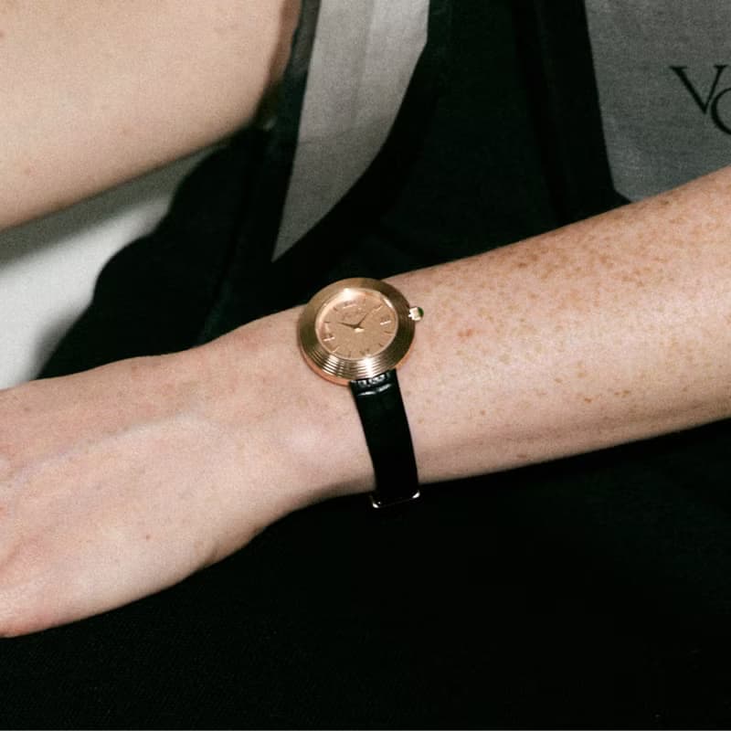 【Ven & Qu】Volante 玫瑰金腕錶 29mm 黑色皮革錶帶
