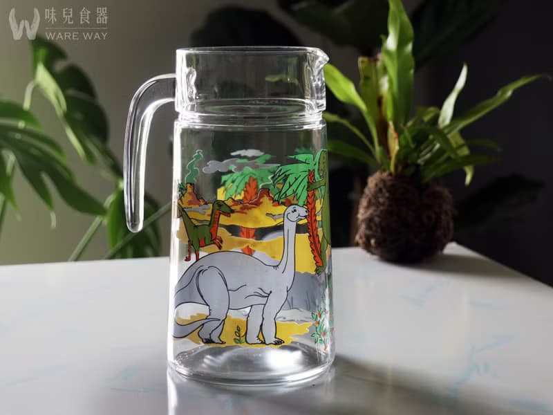 早期壺杯組－恐龍樂園 (餐具/舊貨/老物/玻璃/圖案/花樣)