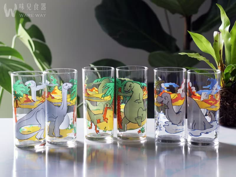 早期壺杯組－恐龍樂園 (餐具/舊貨/老物/玻璃/圖案/花樣)