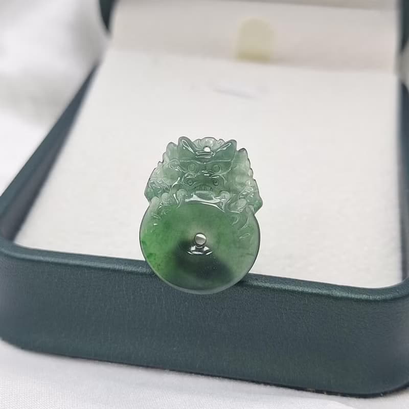 冰種危料深藍水飄花龍扣吊墜 | 天然A貨翡翠