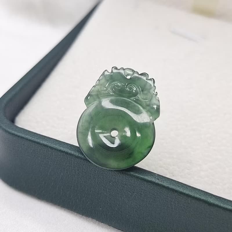 冰種危料深藍水飄花龍扣吊墜 | 天然A貨翡翠
